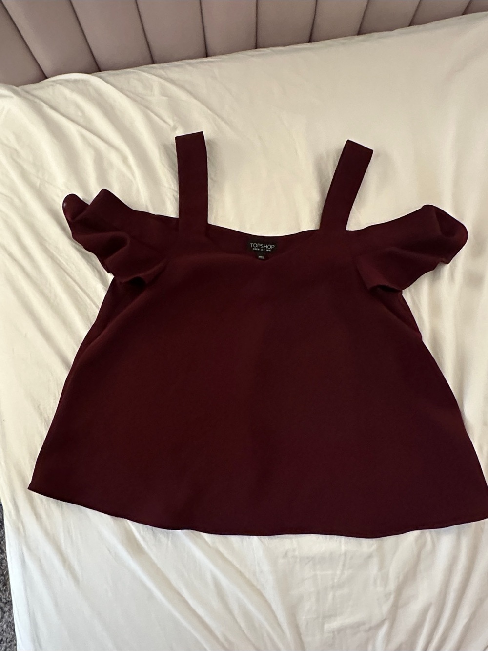 Topshop Women's Deep Burgundy Cold-Shoulder Tank Top